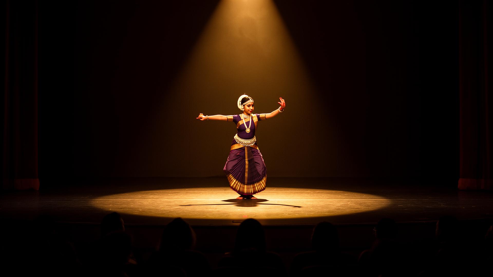 Dancer performing under a single warm spotlight